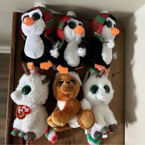 Ty Beanie Babies Christmas Winter Holiday 3 Penguins 2 Unicorns 1 Puppy NWT